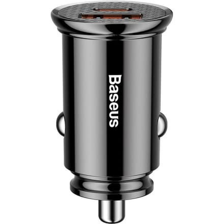 Baseus Autolader met USB C en USB A 4.0 30W - Zwart