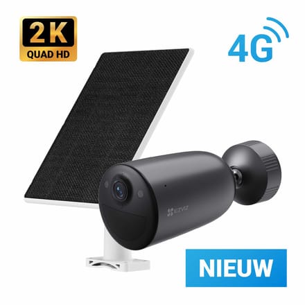 EZVIZ EB3 4G Kit – 2K Beveiligingscamera & 5W Zonnepaneel – AI Powered – Motion Detection & Active Defense - Google Assistant & Amazon Alexa