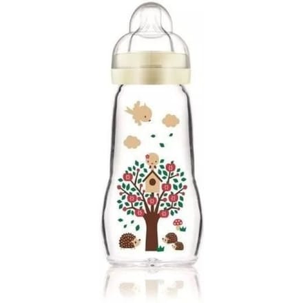 Biberon en verre MAM Hérisson Blanc 260ml - 0 a 6 mois - Tétine Débit 2