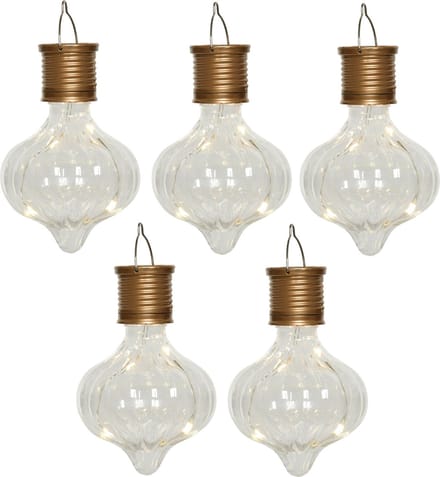 Lumineo solar hanglamp LED - 5x - Marrakech - kunststof - D8 x H12 cm