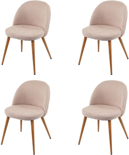 Set van 4 eetkamerstoelen MCW-D53, keukenstoel, retro jaren 50 design, stof/textiel ~ beige