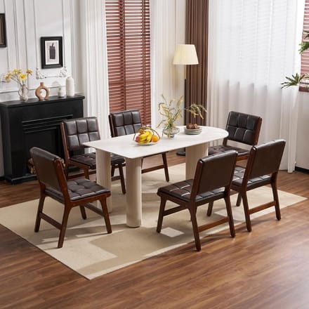 Set van 2 Luxe Scandinavische Eetkamerstoelen met Armleuning – Ergonomisch Design, Massief Rubberhout Frame, PU Bekleding, 46 x 50 x 85,5 cm
