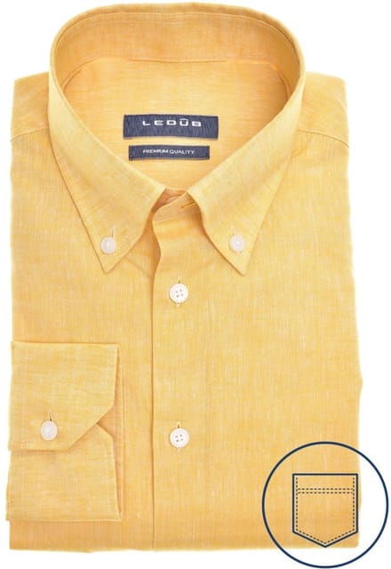 Ledûb modern fit linnen geel