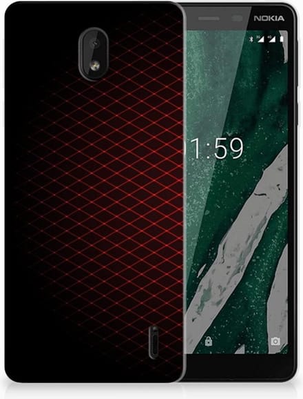 Nokia 1 Plus TPU bumper Geruit Rood