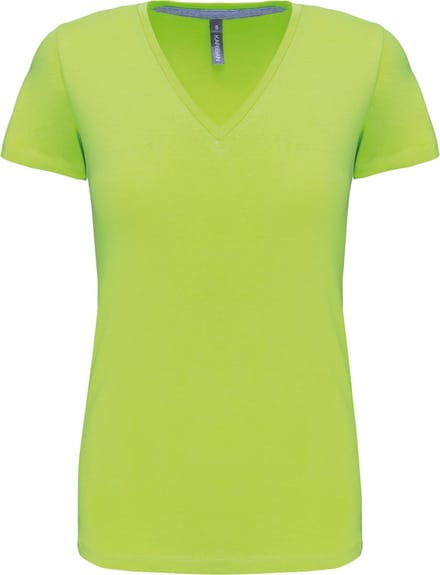 Kariban Dames T-shirt V-hals Korte Mouwen K381 - Lime - S