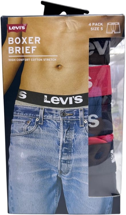 Levi's Boxer Brief - Boxershorts - Navy/Red/Grey - Maat S - 4 Pack