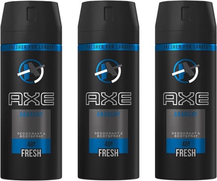 Axe Deodorant Bodyspray Anarchy for Him 150 ml - Voordeelverpakking 3 stuks