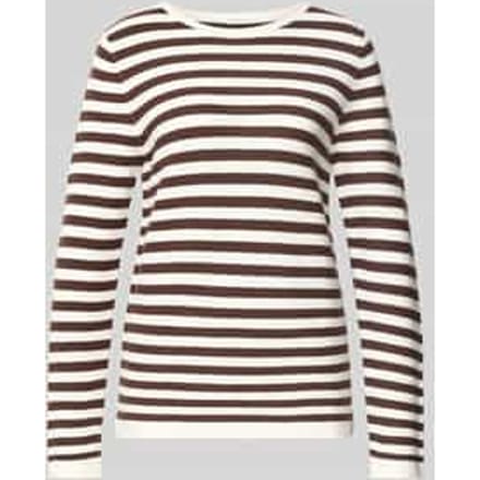 Tom Tailor - Gebreide trui van katoen - Maat L - java brown stripe