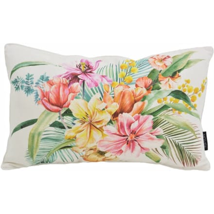 NOVÉE Sierkussen colorful flowers wit | 30 x 50 cm | katoen