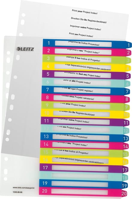 Leitz WOW printbare index, 20 tabs 6 stuks