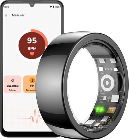 Riversong, IP68 Waterdichte Verbonden Gezondheid Tracker en Activiteit Tracker Ring 3.8g, Zwart