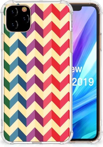 Apple iPhone 11 Pro Max Doorzichtige Silicone Hoesje Zigzag Multi Color