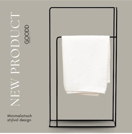 GOODD® - Handdoekrek - Handdoekhouder - Vrijstaand - Zwart - Rvs