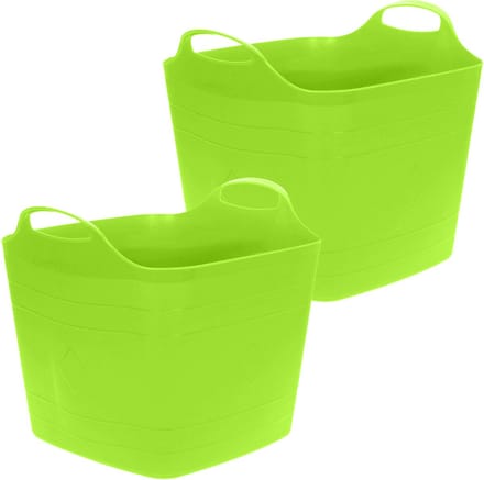 Excellent Houseware Flexibele emmer - 2x - groen - 25 liter - kunststof - vierkant - 35 x 38 cm