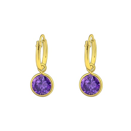 Montebello Oorbellen Aster Amethist - 925 Zilver Verguld - ∅6mm