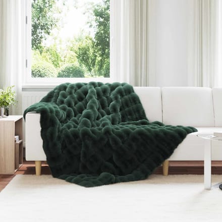 vidaXL - Antislip - deken - van - imitatie - konijnenbont - Olite - 4 - st - Donkergroen