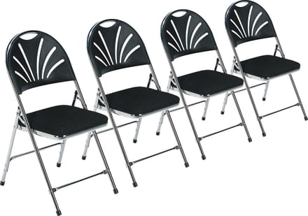 Klapstoel Phoenix Deluxe (set van 4) - frame: chroom, zitting: zwart effen