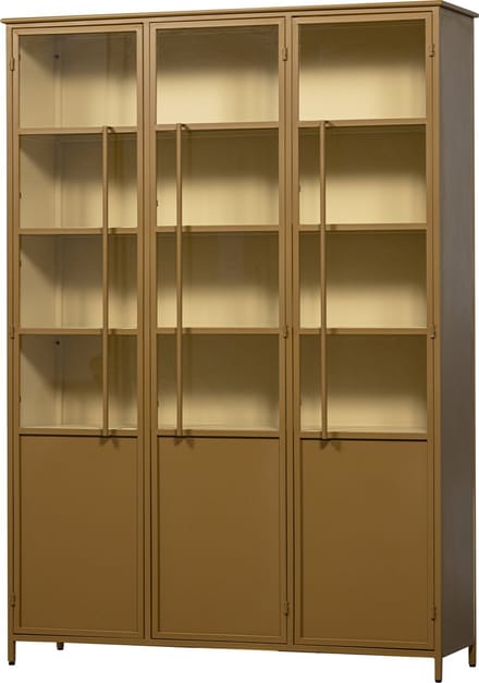 WOOOD Exhibit 3-deurs Vitrinekast XL - Metaal - Geel - 200x140x44