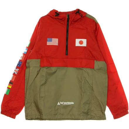 Pull-On Windbreaker Flags Anorak-jack voor heren Cyber   Red