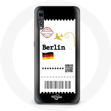 Coque pour Huawei P20 - Billet d'avion Berlin - Souple - Protection - Noir