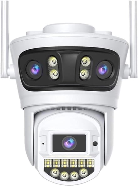Beveiligingscamera - Wifi Camera - Buiten Bewaken - Drie Lenzen - 15MP 8K - Wit