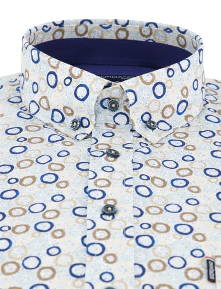 Blauw beige geprint overhemd Giordano Regular Fit met stippen