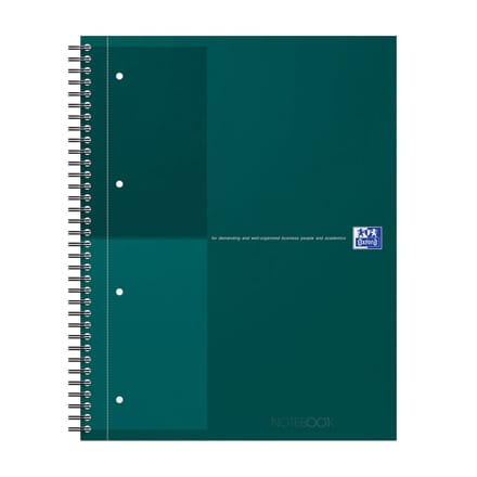 Oxford International notebook A4+ gelijnd 4 gaats 80 vel stevige kartonnen kaft 30 jaar groen