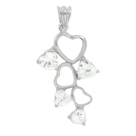 Blinx Jewels Zilveren Hanger Hartjes Zirkonia