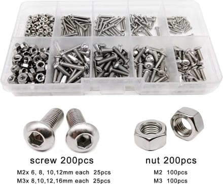 WiseGoods Luxe Moeren / Bouten & Schroeven Set - Klussen - RVS Hobby Gereedschap - Tool Handwerken - Houtbewerking - M2-M16 400st