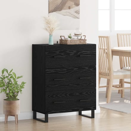 vidaXL Dressoir Zwart Eiken 69,5 x 34 x 90 cm Gemonteerd hout en ijzer