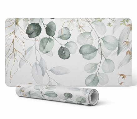 Antislip bureauonderlegger met aquarelprint van bladeren en takjes, 120x60 cm