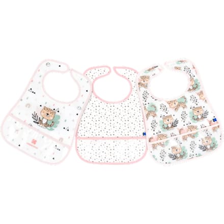 Kikka Boo Eva Terry Bib With Catcher - Savanna Pink - 3 stuks