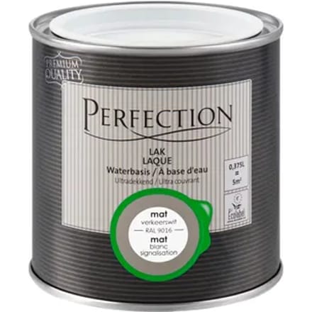 Perfection Houtlak Ultradekkend - Mat - Verkeerswit Ral 9016 - 375ml