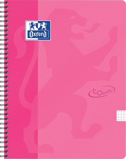 Spiraalblok oxford touch a4 ruit 5mm 70v roze - 5 stuks