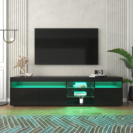 Zwarte TV-kast - LED Verlichting - Woonkamer Meubel - 180 cm