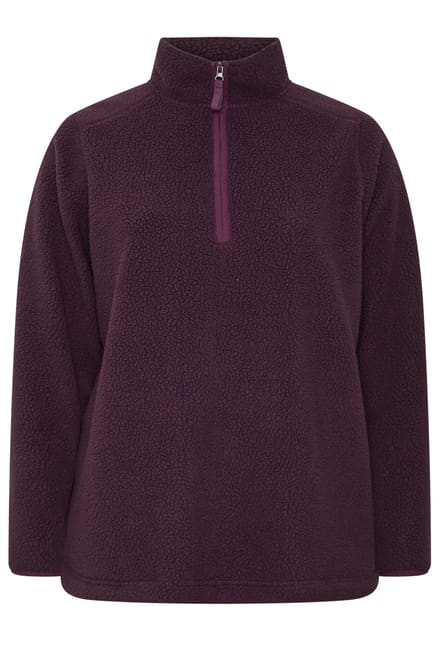 Yours Bordeauxrode Fleece Met Halve Rits Size 44