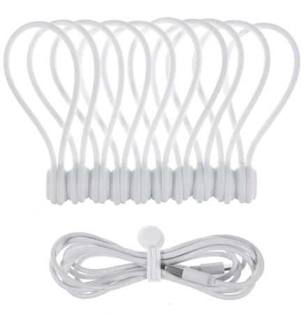 Dailygoods - Magnetische Kabelbinders - Herbruikbare Kabelorganizer - Siliconen - Wit - USB-kabelmanagement - Voor Kantoor en Thuis