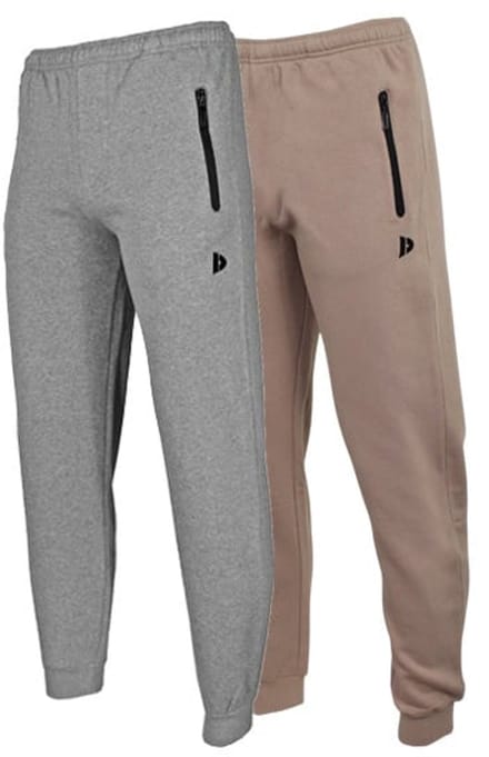 2-Pack Donnay - Joggingbroek met elastiek (Jack) - Sportbroek - Heren - Silver-marl/Taupe-grey (726) - maat M