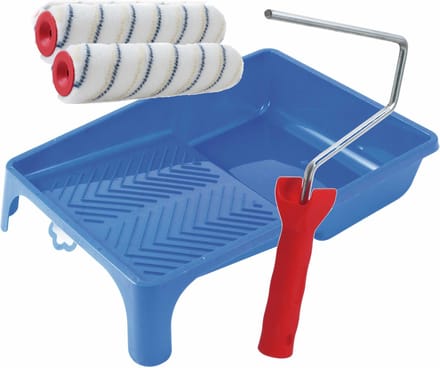 Verfroller anti spat lakroller schilderset met beugel en verfbak 18 cm