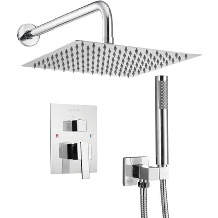Douchekraan Set 10  Vierkante Regen Douchekop en Handdouche Set Zilver Chroom