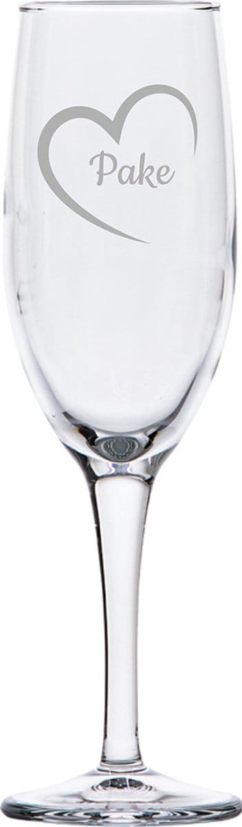 Gegraveerde Champagneglas 16,5cl Pake mei hert