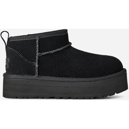 UGG® Classic Ultra Mini Platform for Kids in Black, Size 2, Suede/Polyester/Wool