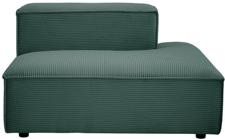 Vente-unique Chaise longue rechts in groen ribfluweel RUZOLO