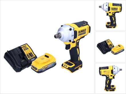 DeWalt DCF 892 E1 accu slagmoersleutel 18 V 812 Nm 1/2" borstelloos + 1x Powerstack accu 1,7 Ah + lader
