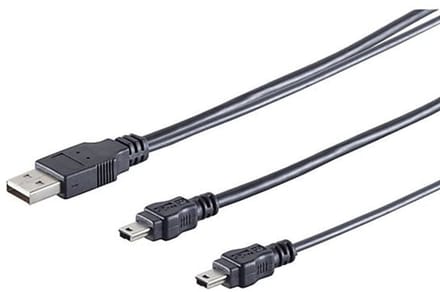 OneOne 0,22m Mini USB kabel. Laadkabel splitter. Stevig oplaadkabel snoer past op Sony DS 3 Wireless Controller, Move Motion Controller, PS3 SIXAXIS Wireless Controller