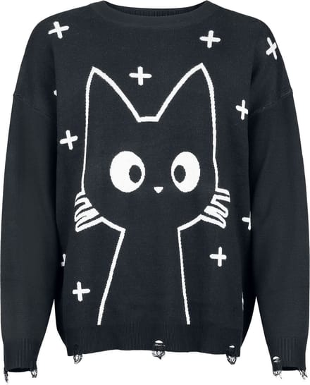 Banned - Gothic Gebreide trui - Lumi Jumper - M tot 4XL - voor Vrouwen - zwart-wit