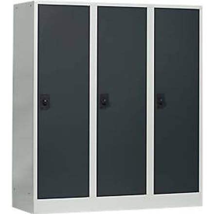 Schoollocker, compartimentbreedte 400 mm, 3 compartimenten, lichtgrijs/antraciet