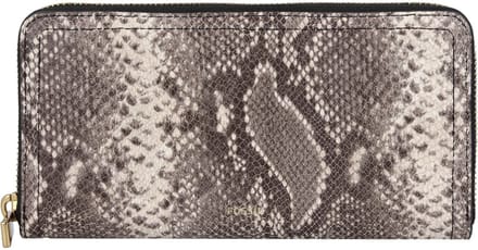 FOSSIL Leren Portemonnee Logan RFID Zip Clutch Python Grijs