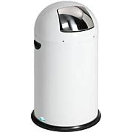 VAR afvalbak, 40 liter, stalen binnenemmer, metalen handvat, wit