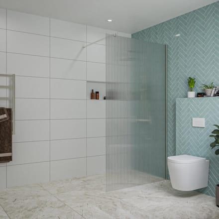 FugaFlow Eccelente Vetro inloopdouche badkamer - 110x200cm - ribbelglas - wandarm - geborsteld RVS